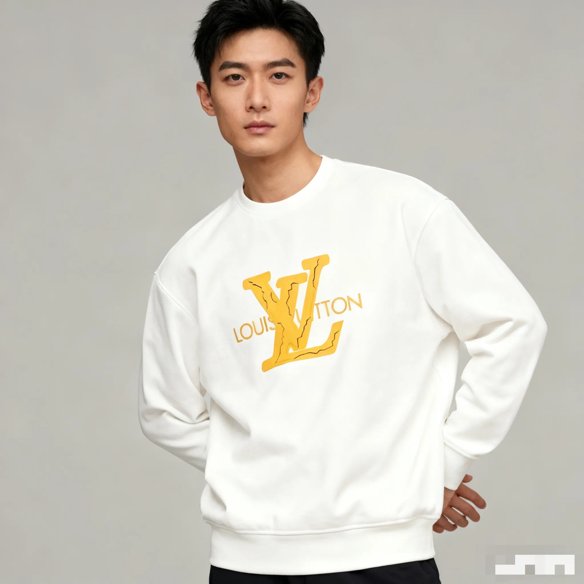 Louis Vuitton/Louis Vuitton 25Fw three-dimensional logo print crew neck sweatshirt